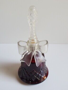 Vintage Avon Perfume Cologne Bottle Cranberry Glass Diamond Cut Bell Shaped